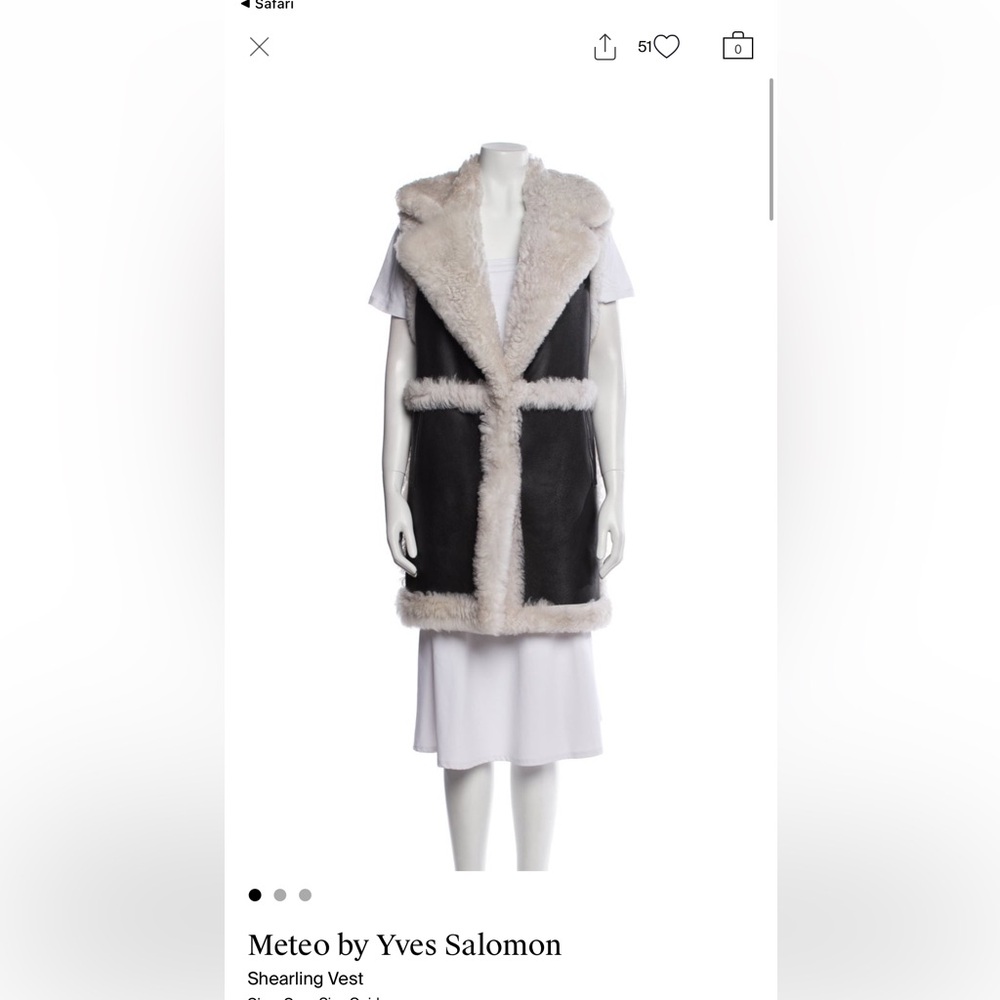 Yves Salomon Shearling Vest in Black and Cream